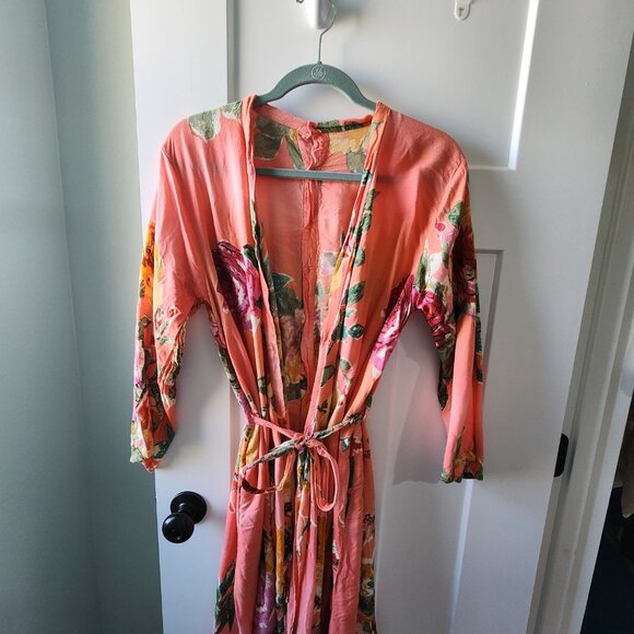 Floral coral robe - Picture 5 of 6
